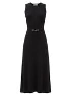 Ladies Rtw Gabriela Hearst - Meier Belted Ribbed Wool-blend Dress - Womens - Black