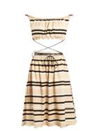 Matchesfashion.com Jw Anderson - Off The Shoulder Striped Cotton Dress - Womens - Cream Multi