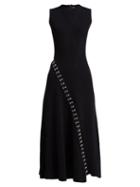 Matchesfashion.com Alexander Mcqueen - Hook And Eye Embellished Ribbed Knit Midi Dress - Womens - Black