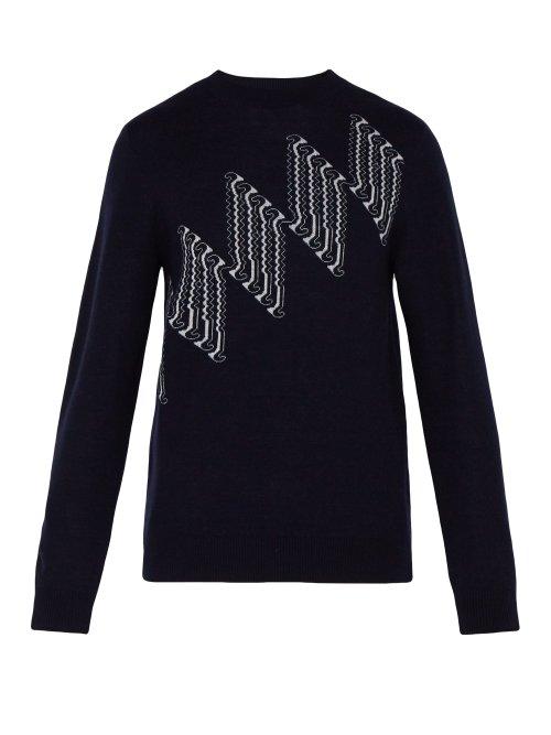Matchesfashion.com A.p.c. - Diamond Jacquard Wool Blend Sweater - Mens - Dark Navy