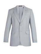 Matchesfashion.com Dunhill - Kensington Single Breasted Wool Blend Blazer - Mens - Light Blue