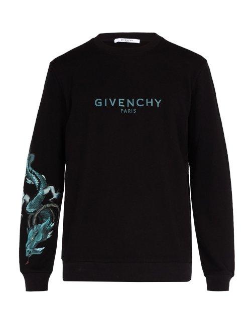 Matchesfashion.com Givenchy - Dragon And Logo Print Sweatshirt - Mens - Black