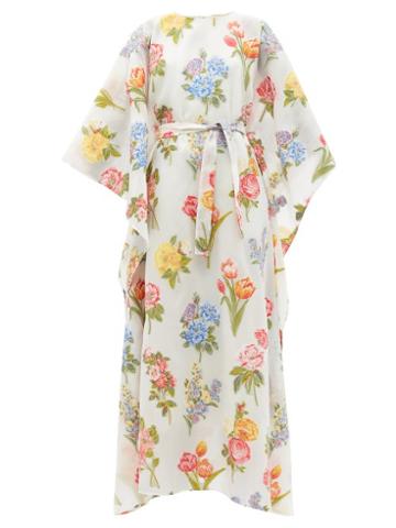 Taller Marmo - Figlia Dei Fiori Floral-embroidered Crepe Dress - Womens - Ivory Multi