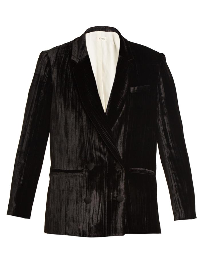 Masscob Double-breasted Crinkle-velvet Blazer