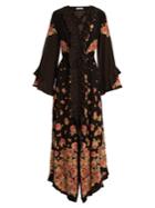 Vilshenko Aventina Peony And Spot-print Silk Dress