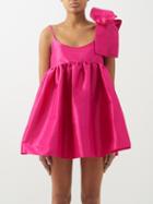 Kika Vargas - Mathilde Bow-trim Silk-blend Taffeta Dress - Womens - Mid Pink
