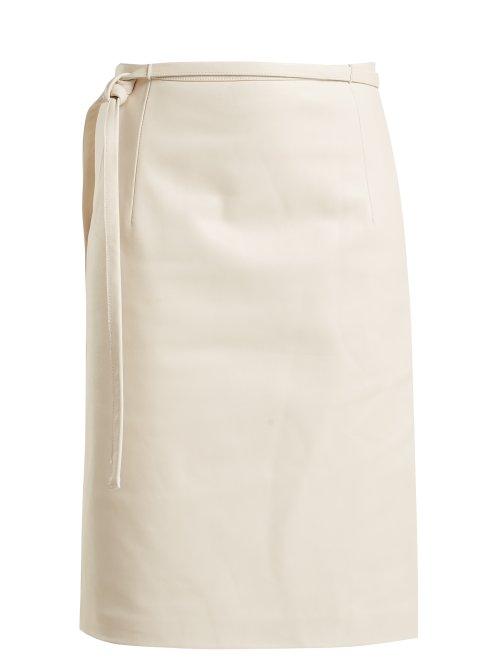 Matchesfashion.com Vetements - High Rise Leather Wrap Skirt - Womens - White