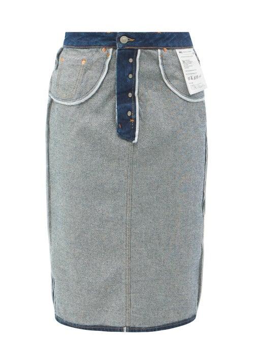 Mm6 Maison Margiela - Inside-out Denim Pencil Skirt - Womens - Denim