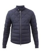 Moncler - Choquart Panelled Quilted Down Coat - Mens - Dark Navy