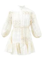 Zimmermann - Andie Patchwork Lace And Cotton-blend Voile Dress - Womens - Ivory