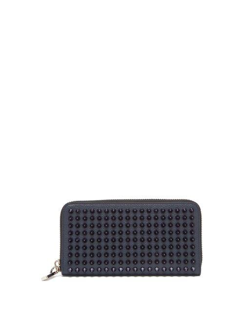 Matchesfashion.com Christian Louboutin - Panettone Spike Embellished Grained Leather Wallet - Mens - Blue