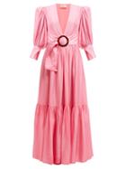 Matchesfashion.com Adriana Degreas - Gigot Sleeved Belted Dress - Womens - Pink