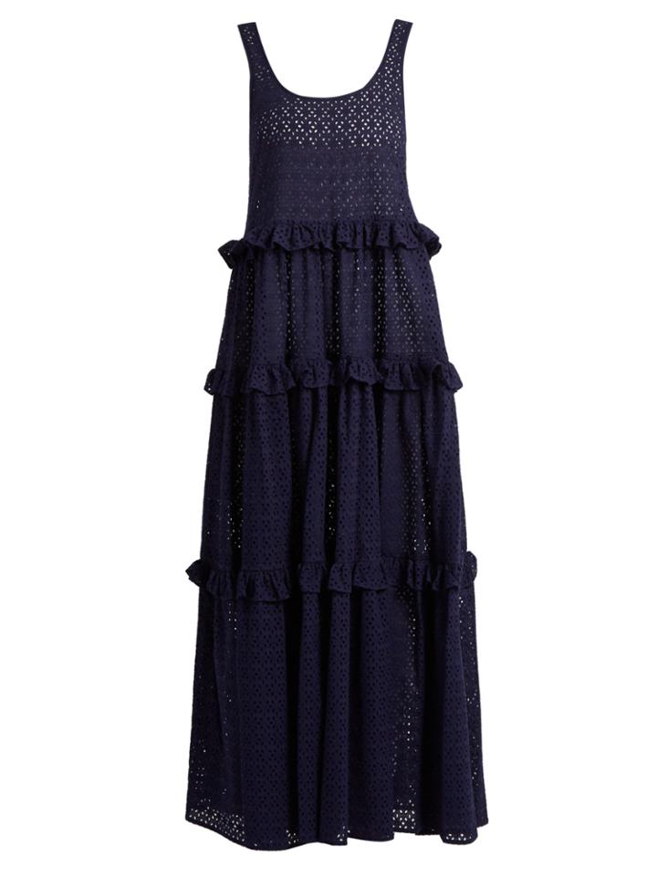 Lisa Marie Fernandez Ruffle-tiered Broderie-anglaise Cotton Maxi Dress