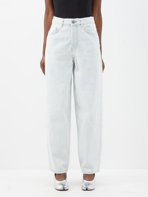 Raey - Taper Organic-cotton High-waisted Tapered Jeans - Womens - Light Blue