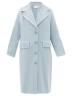 Matchesfashion.com Proenza Schouler White Label - Single-breasted Pressed Wool-blend Coat - Womens - Light Blue