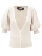 Matchesfashion.com Rochas - V-neck Puff-sleeved Cardigan - Womens - Cream