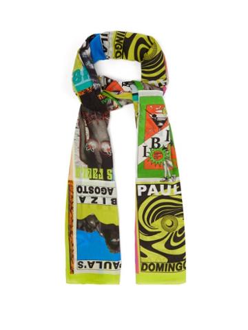 Matchesfashion.com Loewe Paula's Ibiza - Vintage Flyer-print Cotton Scarf - Mens - Multi
