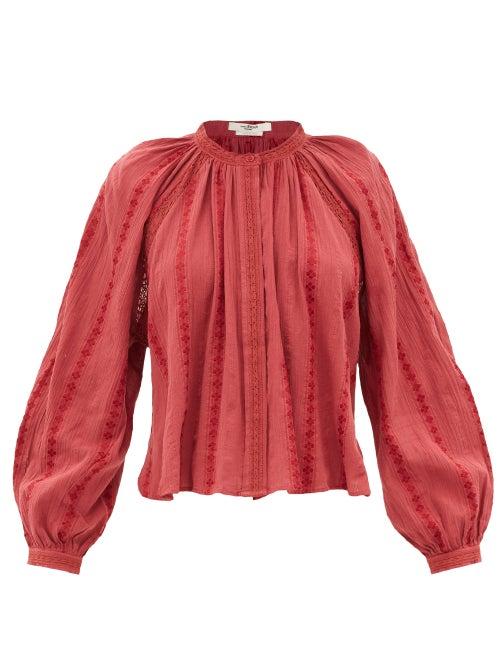 Isabel Marant Toile - Janelle Lace Cotton-blend Blouse - Womens - Dark Pink