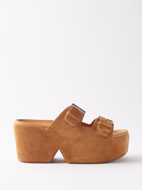 Clergerie - Esme Suede Wedge Sandals - Womens - Tan