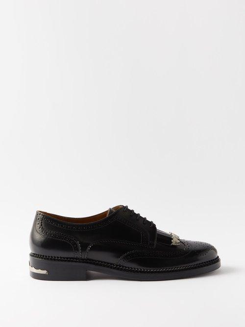 Toga Virilis - Polida Fringed Leather Brogues - Mens - Black