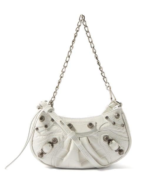 Balenciaga - Le Cagole Mini Crocodile-effect Leather Bag - Womens - White