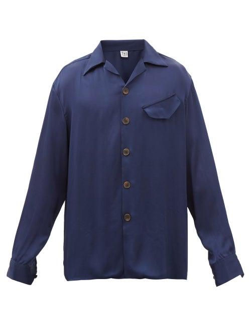 Winnie New York - Satin Shirt - Mens - Blue