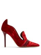 Malone Souliers Halle Wave-collar Velvet Point-toe Pumps