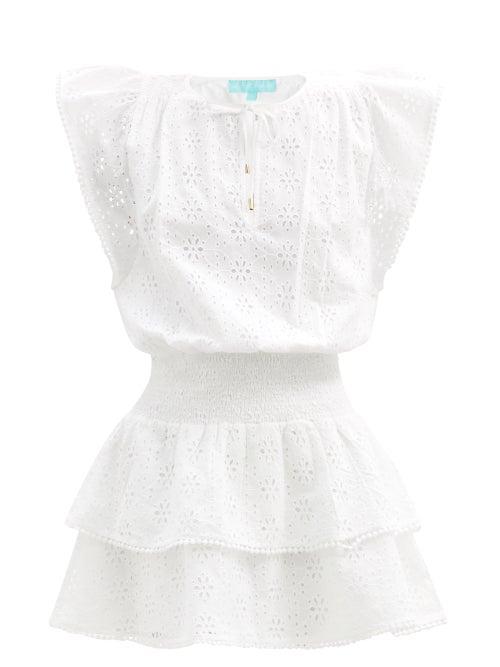 Matchesfashion.com Melissa Odabash - Keri Broderie-anglaise Cotton-voile Mini Dress - Womens - White