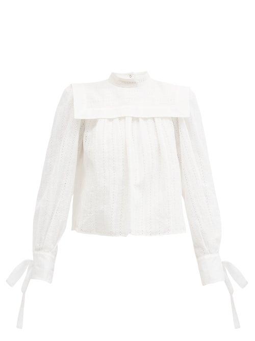Matchesfashion.com Isabel Marant - Gilokia Cuff-tie Broderie-anglaise Blouse - Womens - White