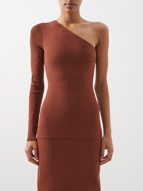 Victoria Beckham - Vb Body One-shoulder Jersey Top - Womens - Brown