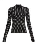 Matchesfashion.com Balenciaga - High Neck Polka Dot Jacquard Velvet Top - Womens - Black White