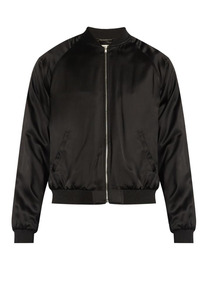 Saint Laurent Snake-appliqu Satin Bomber Jacket