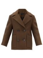 Matchesfashion.com Proenza Schouler - Double-breasted Twill Pea Coat - Womens - Brown
