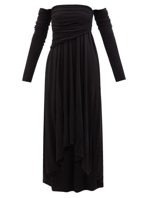 Khaite - Nerissa Gathered-jersey Midi Dress - Womens - Black