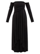 Khaite - Nerissa Gathered-jersey Midi Dress - Womens - Black