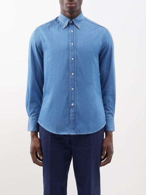 Brunello Cucinelli - Denim Shirt - Mens - Blue