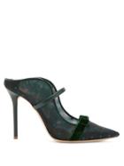 Matchesfashion.com Malone Souliers By Roy Luwolt - Marguerite Velvet Bow Mesh Mules - Womens - Green