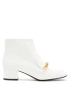 Matchesfashion.com Burberry - Chettle Patent Leather Ankle Boots - Womens - White