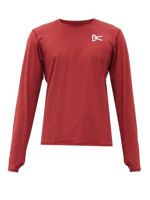 Matchesfashion.com District Vision - Logo-print Mesh Long-sleeved T-shirt - Mens - Burgundy
