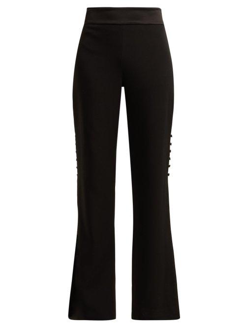 Matchesfashion.com Jonathan Simkhai - High Rise Flared Crepe Trousers - Womens - Black