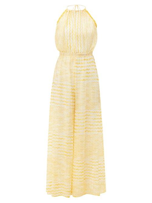 Matchesfashion.com Missoni Mare - Zigzag Knit Halterneck Jumpsuit - Womens - Pink