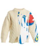 Matchesfashion.com Charles Jeffrey Loverboy - Print Appliqu Cable Knit Wool Blend Sweater - Womens - Cream Multi