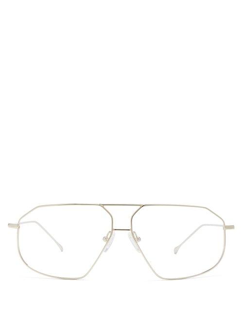 Matchesfashion.com Prism - Santiago Metal Aviator Glasses - Womens - Gold
