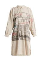 Matchesfashion.com Kilometre Paris - Pantin Embroidered Vintage Linen Shirtdress - Womens - Multi