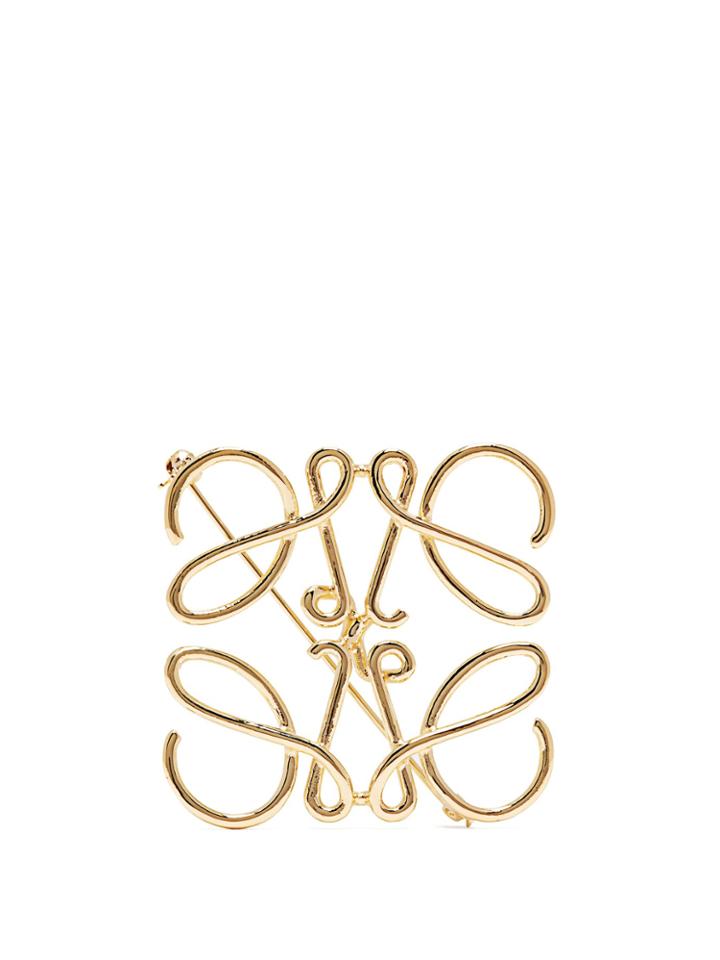 Loewe Anagram Gold-plated Brass Brooch
