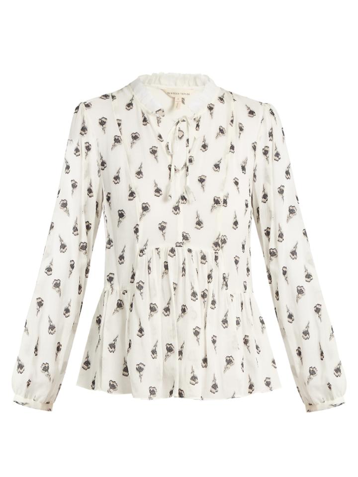 Rebecca Taylor Tulip-print Silk-blend Blouse