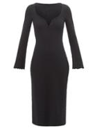 Ale Mais - Vivien Sweetheart-neck Ribbed-jersey Midi Dress - Womens - Black