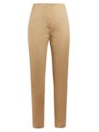 Matchesfashion.com The Row - Vivienne High Rise Slim Leg Cotton Trousers - Womens - Beige