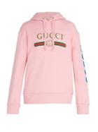 Matchesfashion.com Gucci - Logo Print Cotton Jersey Hooded Sweatshirt - Mens - Pink