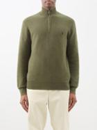 Polo Ralph Lauren - Logo-embroidered Half-zip Cotton-piqu Sweater - Mens - Khaki
